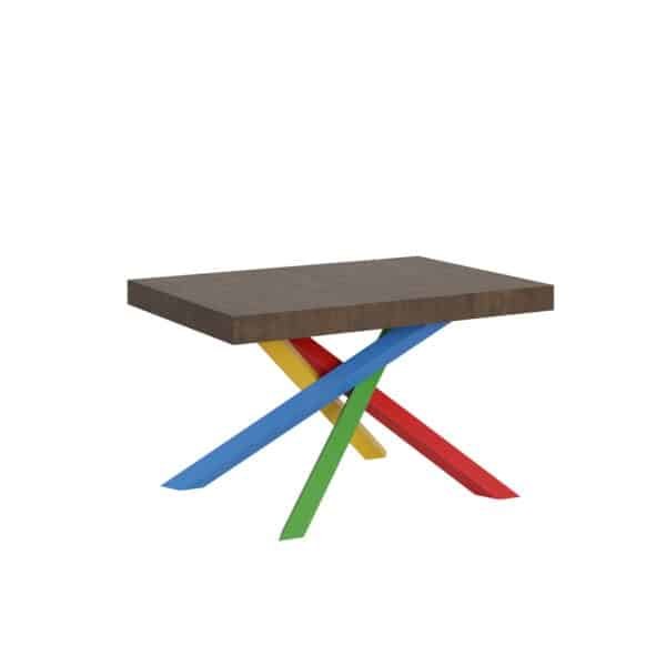 Tavolo allungabile 130/390x90 cm Volantis noce gambe multicolore 4/B