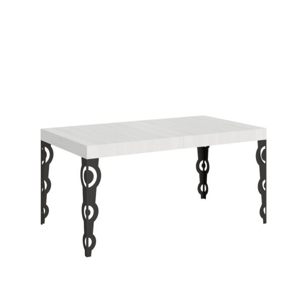 Tavolo allungabile 160/264x90 cm Karamay bianco frassino gambe antracite