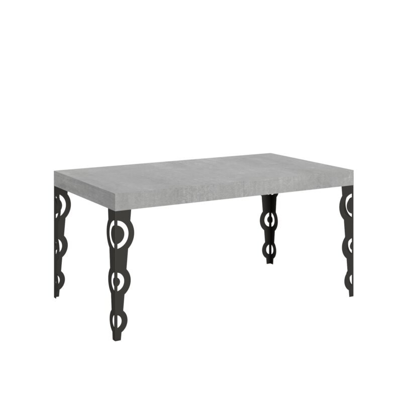 Tavolo allungabile 160/264x90 cm Karamay cemento gambe antracite