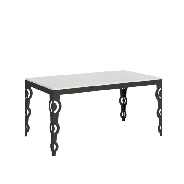 Tavolo allungabile 160/264x90 cm Karamay Evolution bianco frassino telaio e gambe antracite