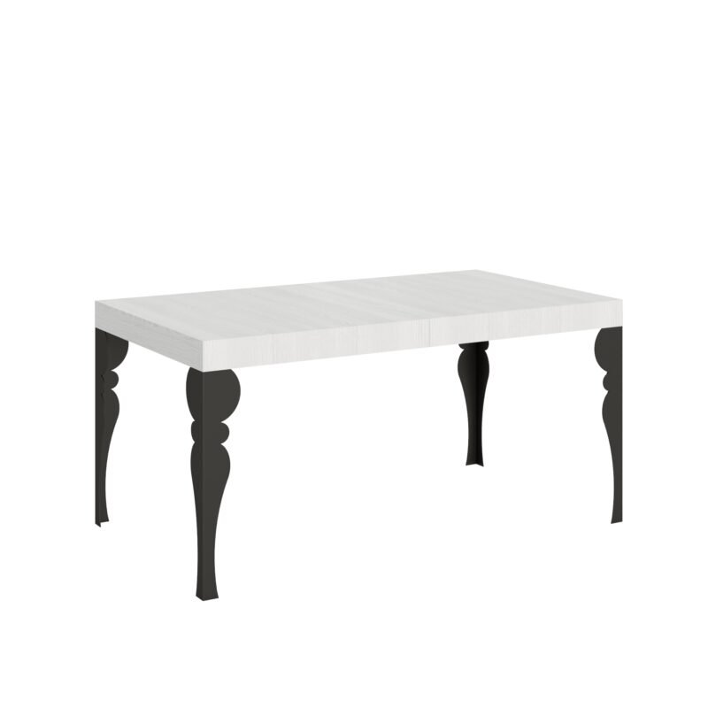 Tavolo allungabile 160/420x90 cm Paxon bianco frassino gambe antracite