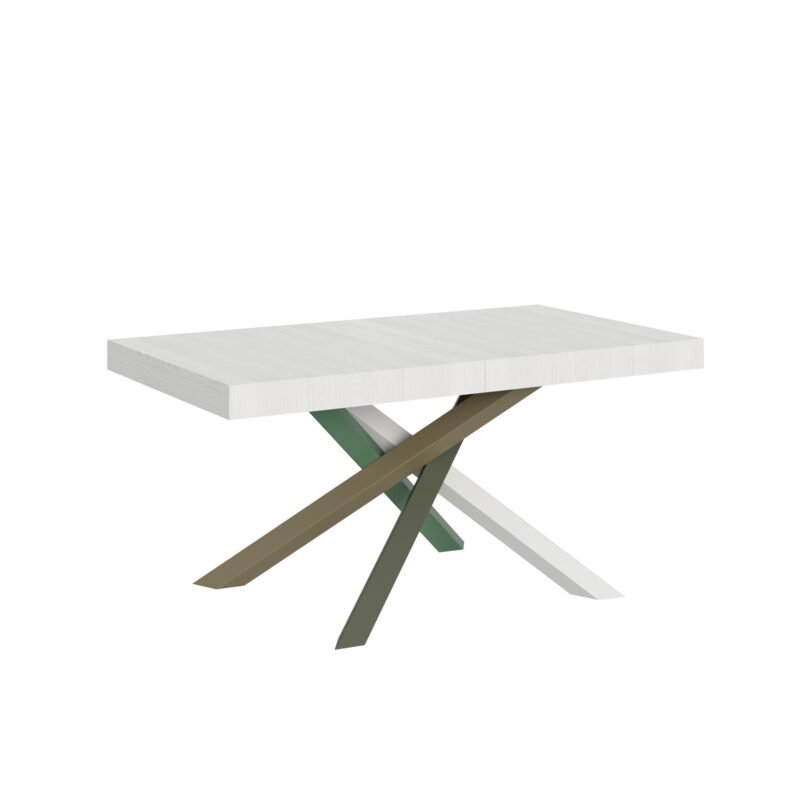 Tavolo allungabile 160/264x90 cm Volantis bianco frassino gambe multicolore 4/A