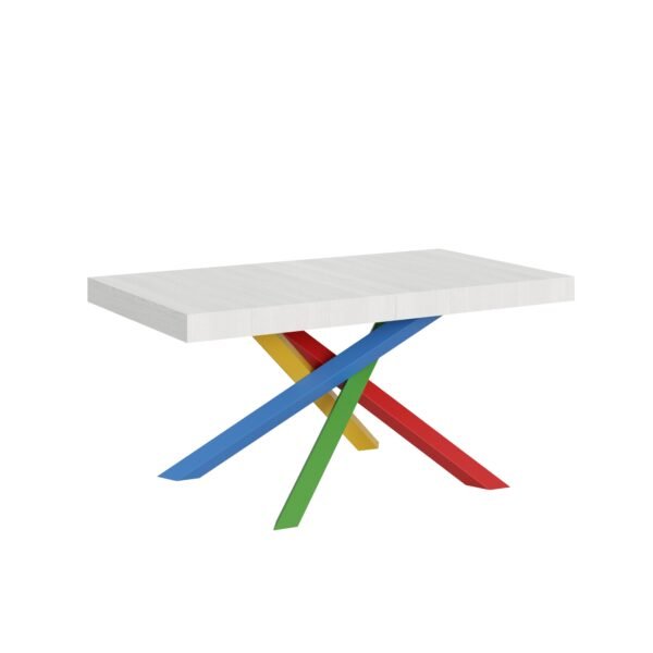 Tavolo allungabile 160/420x90 cm Volantis bianco frassino gambe multicolore 4/B