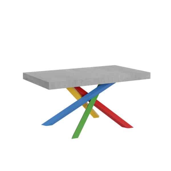 Tavolo allungabile 160/420x90 cm Volantis cemento gambe multicolore 4/B