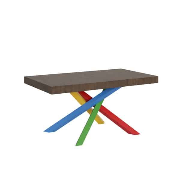 Tavolo allungabile 160/420x90 cm Volantis noce gambe multicolore 4/B