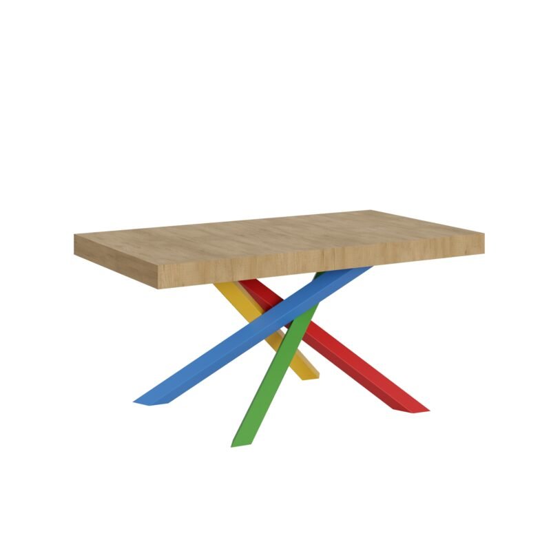 Tavolo allungabile 160/420x90 cm Volantis quercia natura gambe multicolore 4/B