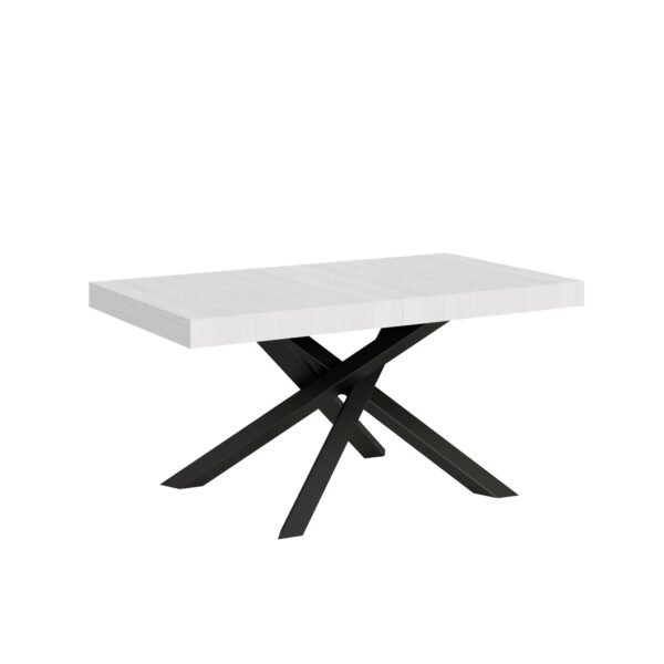 Tavolo allungabile 160/420x90 cm Volantis bianco frassino gambe antracite