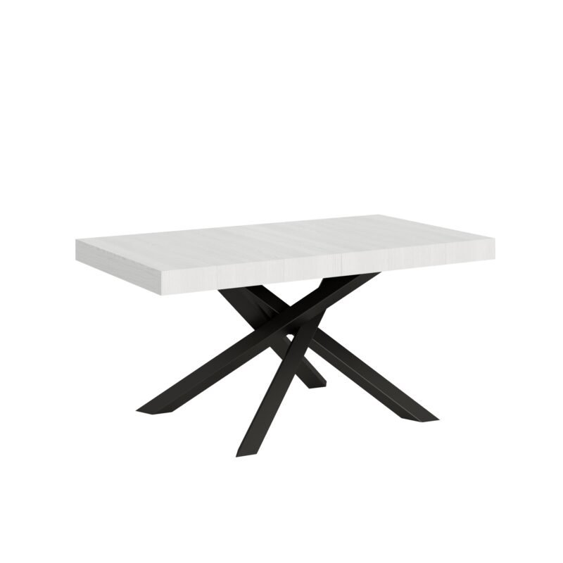 Tavolo allungabile 160/420x90 cm Volantis bianco frassino gambe antracite
