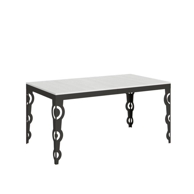 Tavolo allungabile 160/420x90 cm Karamay Evolution bianco frassino telaio e gambe antracite