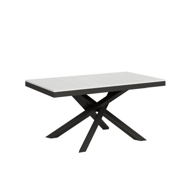 Tavolo allungabile 160/420x90 cm Volantis Evolution bianco frassino telaio e gambe antracite