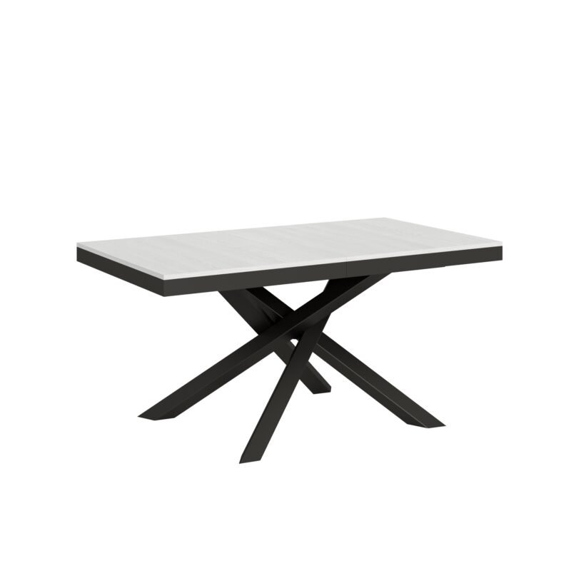 Tavolo allungabile 160/420x90 cm Volantis Evolution bianco frassino telaio e gambe antracite