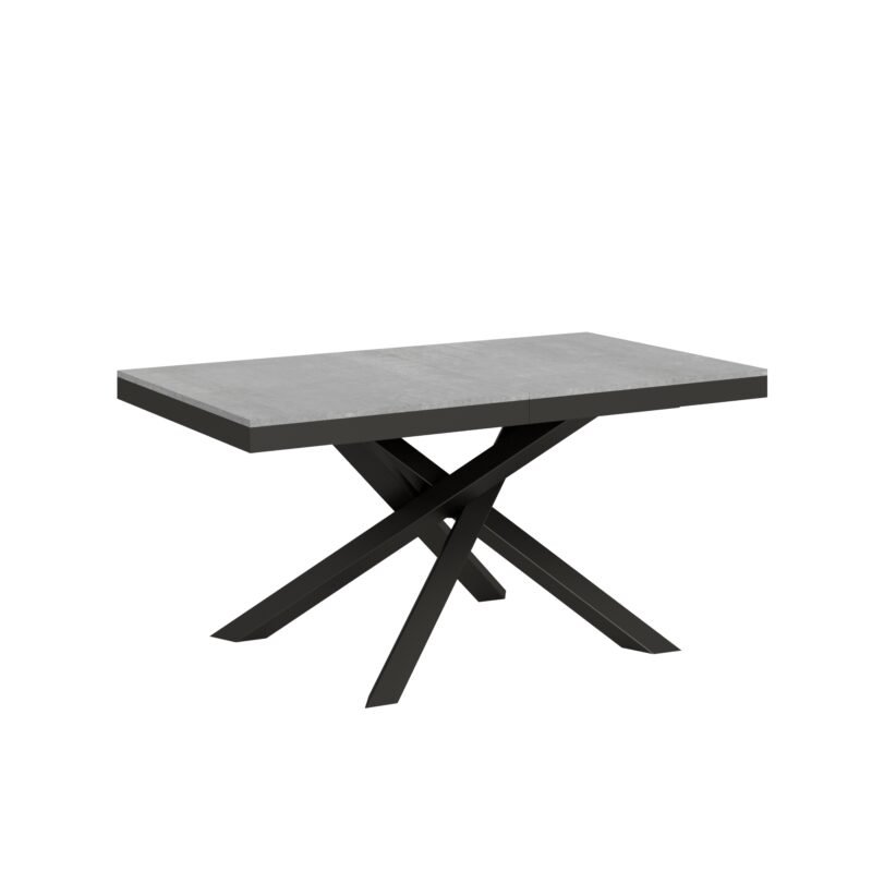 Tavolo allungabile 160/420x90 cm Volantis Evolution cemento telaio e gambe antracite