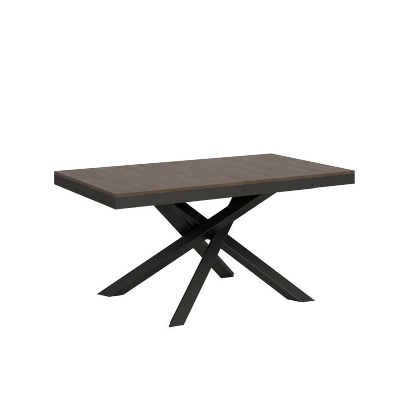 Tavolo allungabile 160/420x90 cm Volantis Evolution noce telaio e gambe antracite