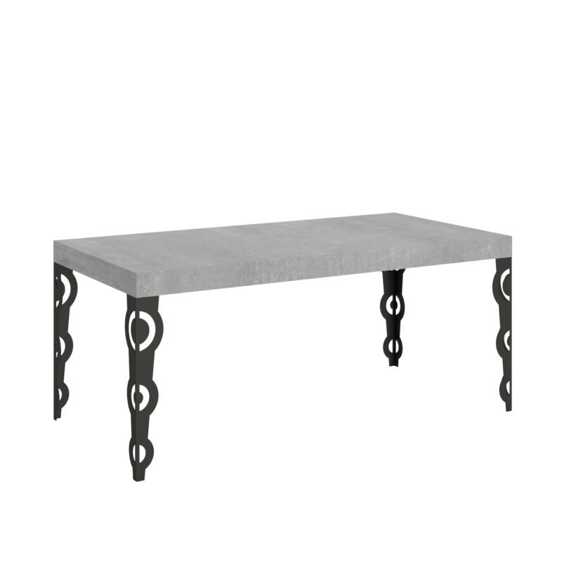 Tavolo allungabile 200/460x90 cm Karamay cemento gambe antracite