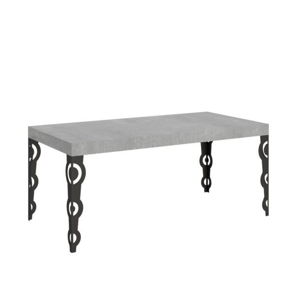 Tavolo allungabile 200/304x90 cm Karamay cemento gambe antracite