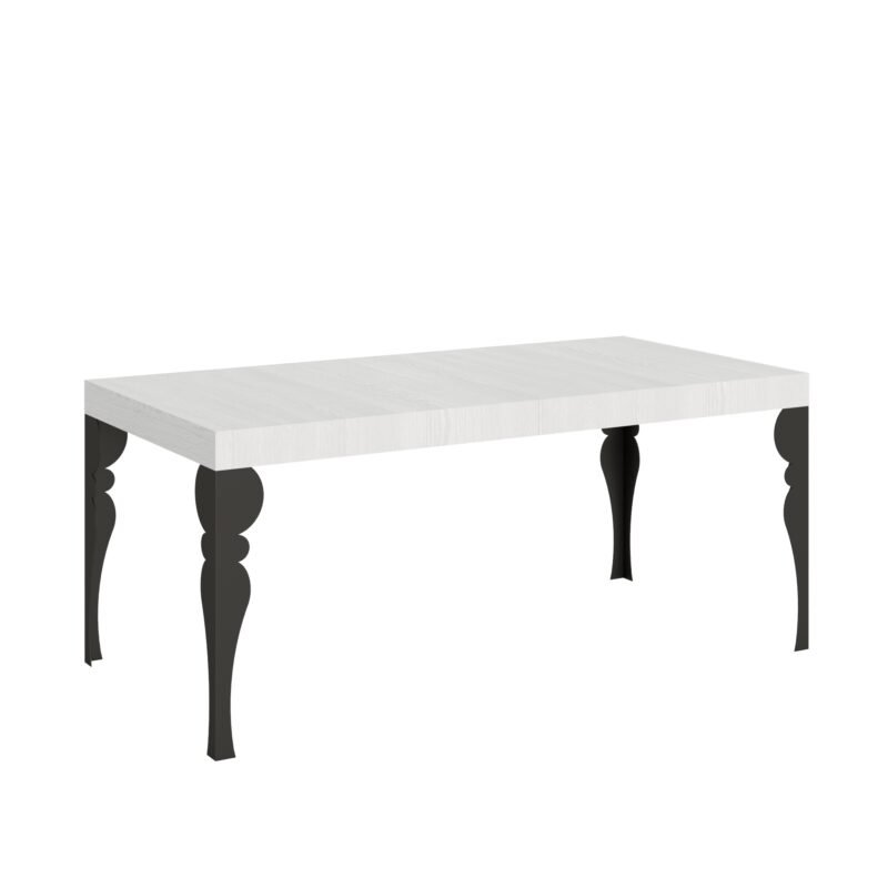 Tavolo allungabile 200/460x90 cm Paxon bianco frassino gambe antracite