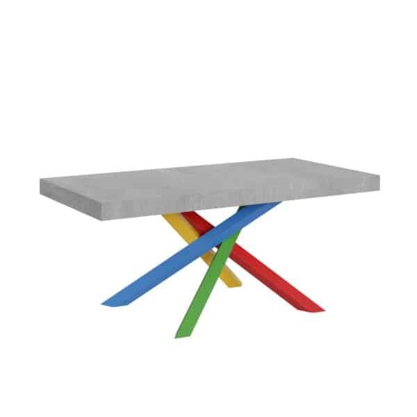 Tavolo allungabile 200/460x90 cm Volantis cemento gambe multicolore 4/B