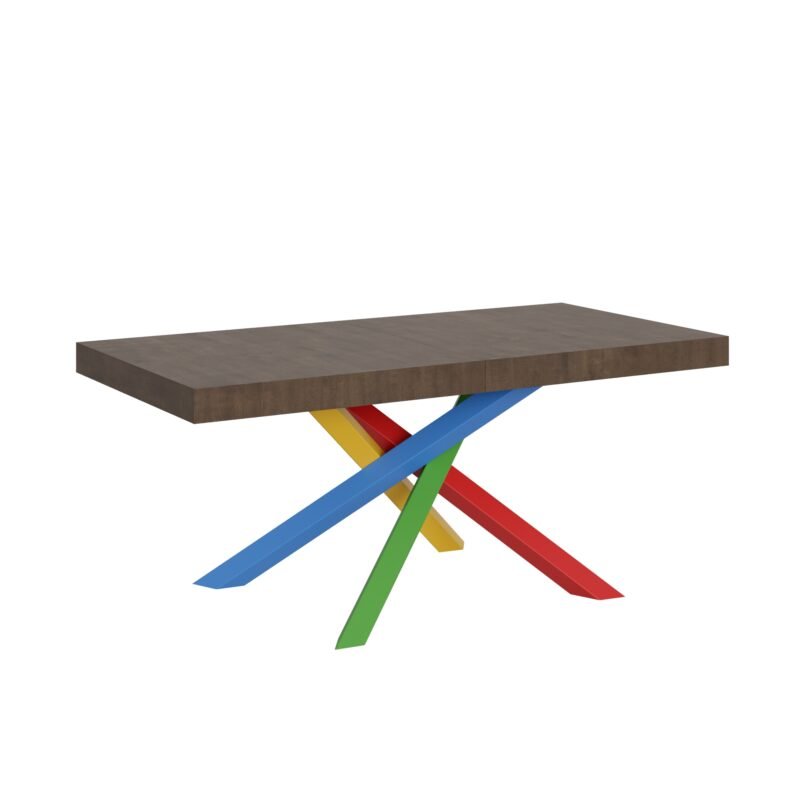 Tavolo allungabile 200/460x90 cm Volantis noce gambe multicolore 4/B