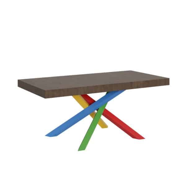 Tavolo allungabile 200/304x90 cm Volantis noce gambe multicolore 4/B