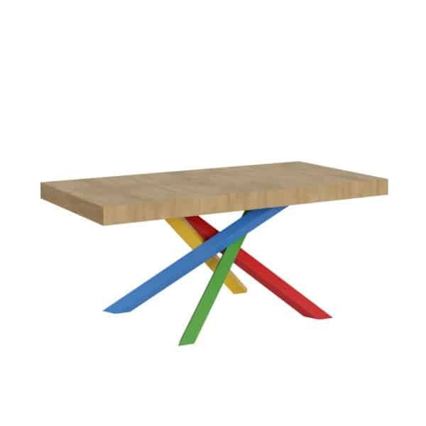 Tavolo allungabile 200/304x90 cm Volantis quercia natura gambe multicolore 4/B