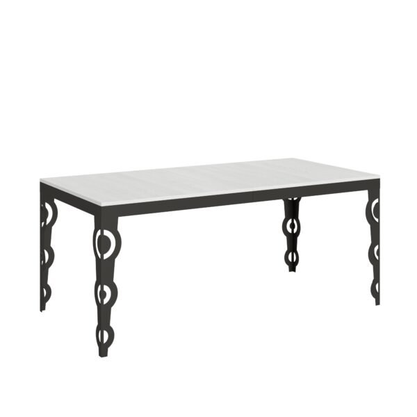 Tavolo allungabile 180/440x90 cm Karamay Evolution bianco frassino telaio e gambe antracite