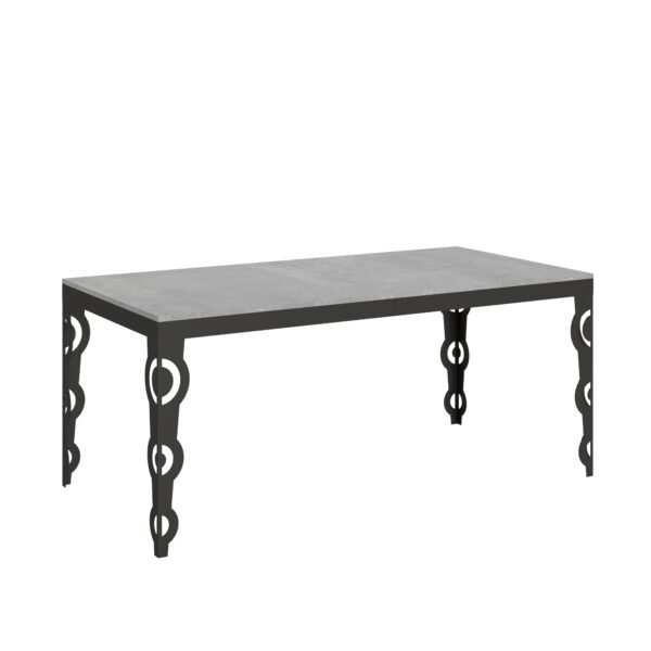 Tavolo allungabile 180/440x90 cm Karamay Evolution cemento telaio e gambe antracite
