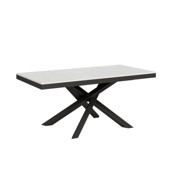 Tavolo allungabile 180/440x90 cm Volantis Evolution bianco frassino telaio e gambe antracite