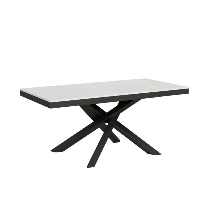 Tavolo allungabile 180/440x90 cm Volantis Evolution bianco frassino telaio e gambe antracite