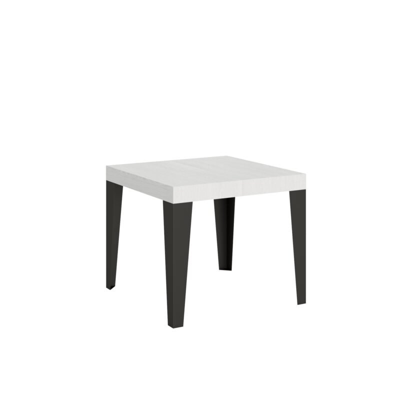 Tavolo allungabile 90/246x90 cm Flame bianco frassino gambe antracite
