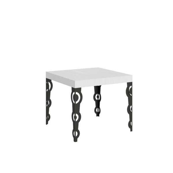 Tavolo allungabile 90/246x90 cm Karamay bianco frassino gambe antracite