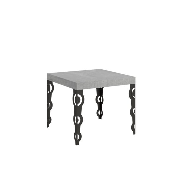 Tavolo allungabile 90/246x90 cm Karamay cemento gambe antracite
