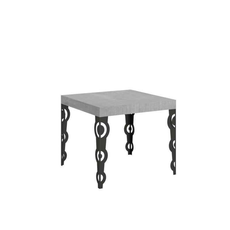 Tavolo allungabile 90/246x90 cm Karamay cemento gambe antracite