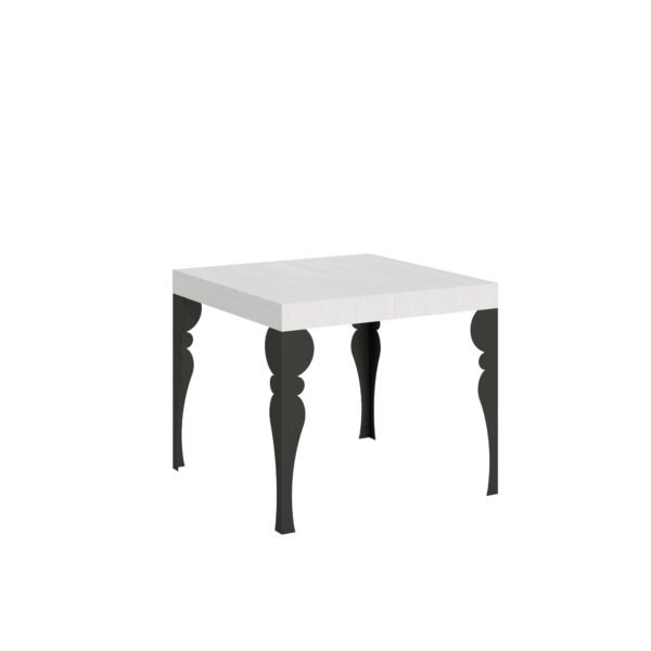 Tavolo allungabile 90/246x90 cm Paxon bianco frassino gambe antracite