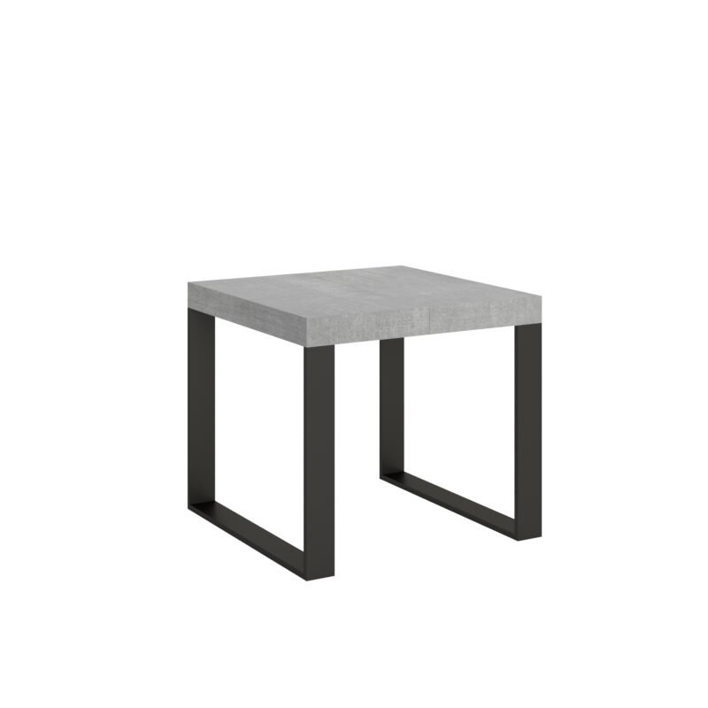 Tavolo allungabile 90/246x90 cm Tecno cemento gambe antracite