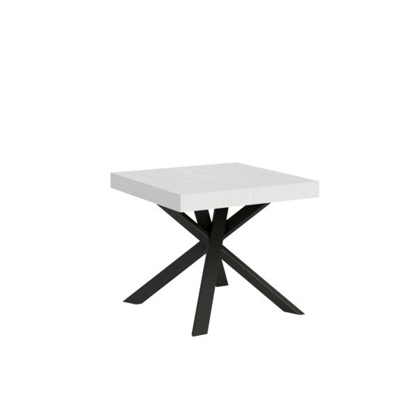 Tavolo allungabile 90/194x90 cm Clerk bianco frassino gambe antracite
