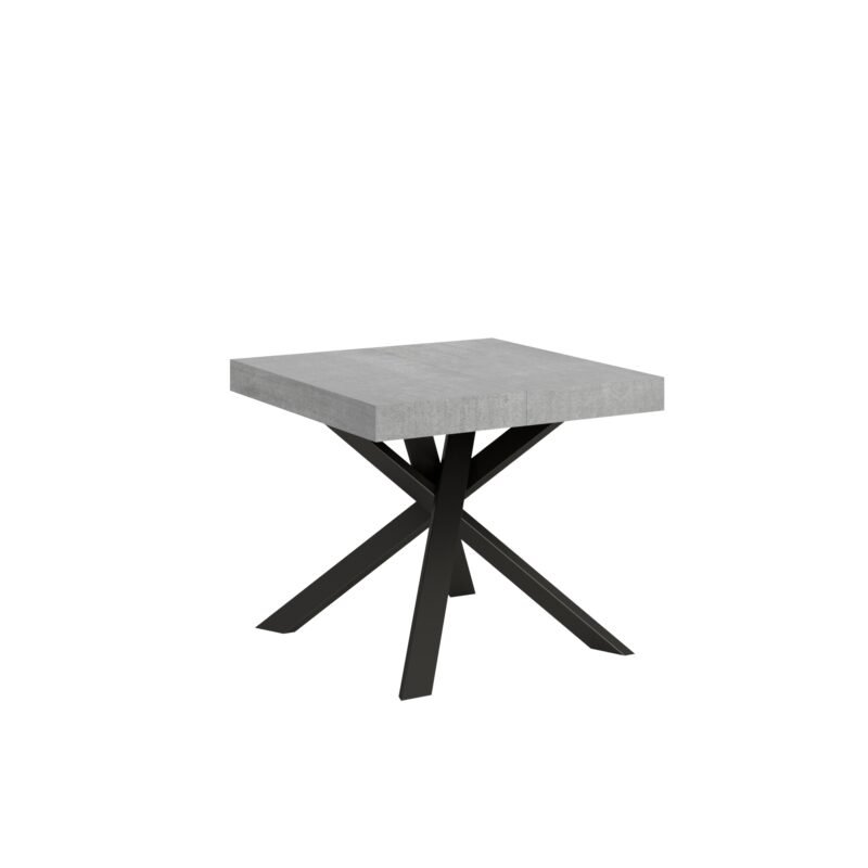 Tavolo allungabile 90/194x90 cm Clerk cemento gambe antracite