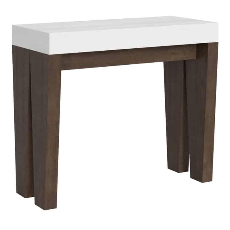 Consolle allungabile 90x40/196 cm Spimbo Mix Small piano bianco frassino - struttura noce
