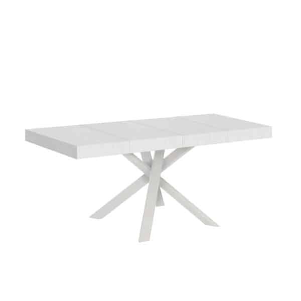 Tavolo allungabile 90/194x90 cm Clerk Premium bianco frassino gambe bianche