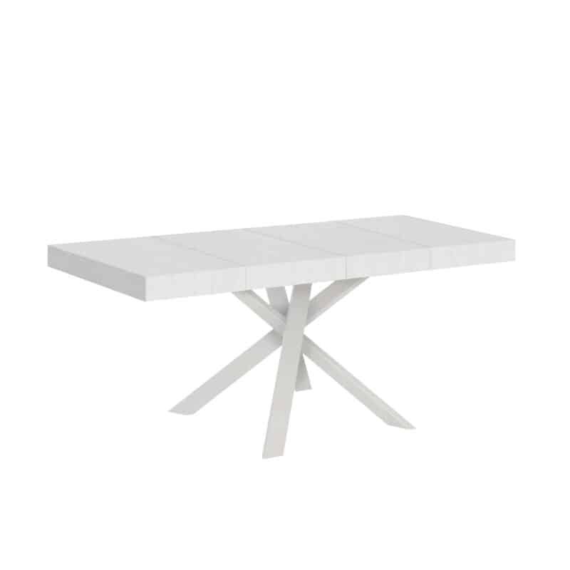 Tavolo allungabile 90/194x90 cm Clerk Premium bianco frassino gambe bianche