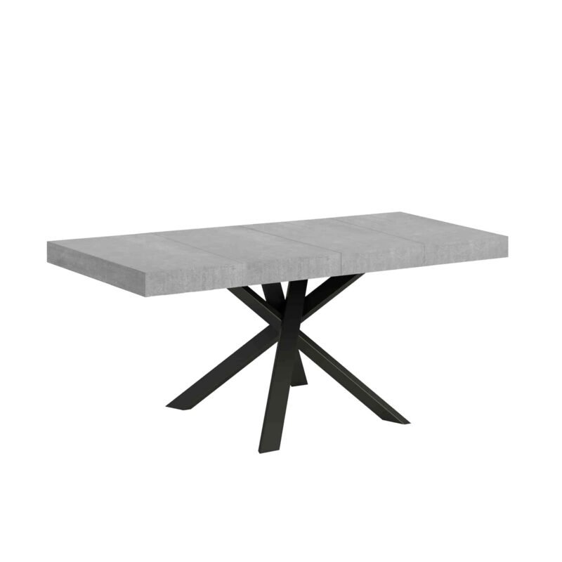 Tavolo allungabile 90/194x90 cm Clerk Premium cemento gambe antracite