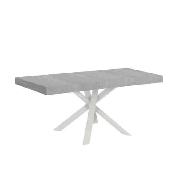 Tavolo allungabile 90/194x90 cm Clerk Premium cemento gambe bianche