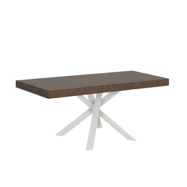 Tavolo allungabile 90/194x90 cm Clerk Premium noce gambe bianche