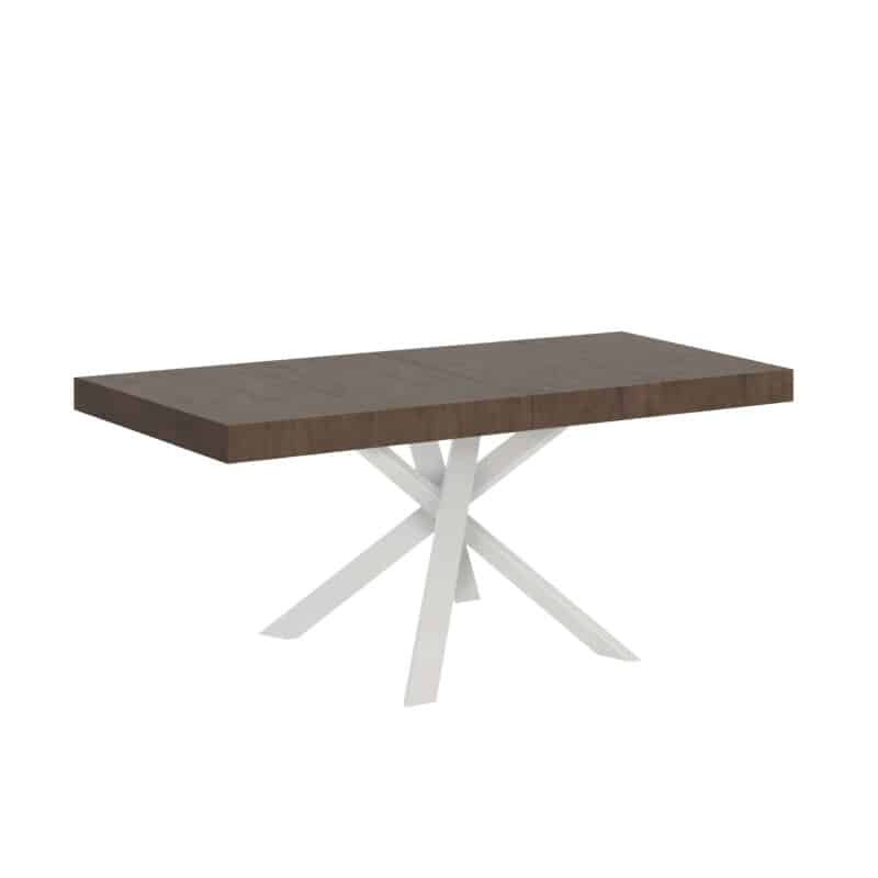 Tavolo allungabile 90/194x90 cm Clerk Premium noce gambe bianche