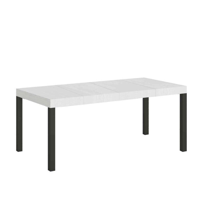 Tavolo allungabile 90/246x90 cm Everyday Premium bianco frassino gambe antracite