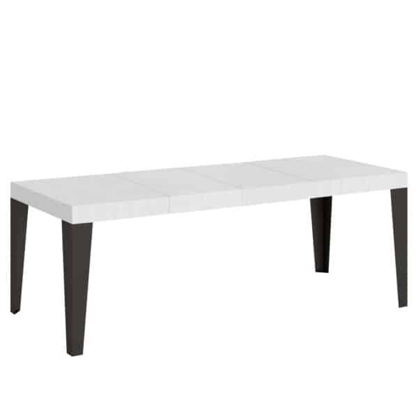 Tavolo allungabile 200/460x90 cm Flame Premium bianco frassino gambe antracite