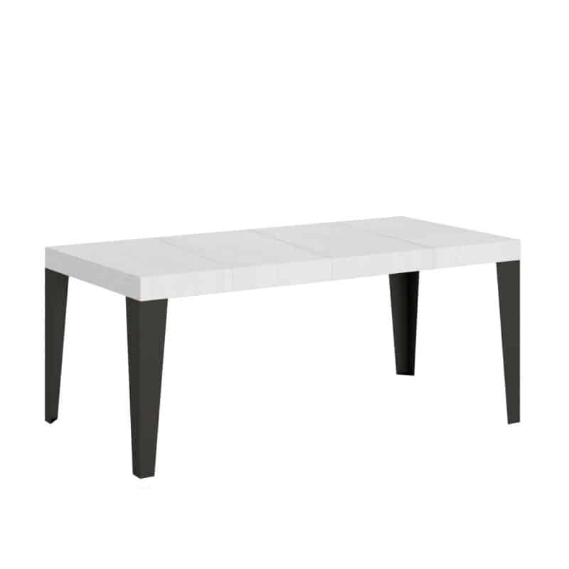 Tavolo allungabile 90/246x90 cm Flame Premium bianco frassino gambe antracite