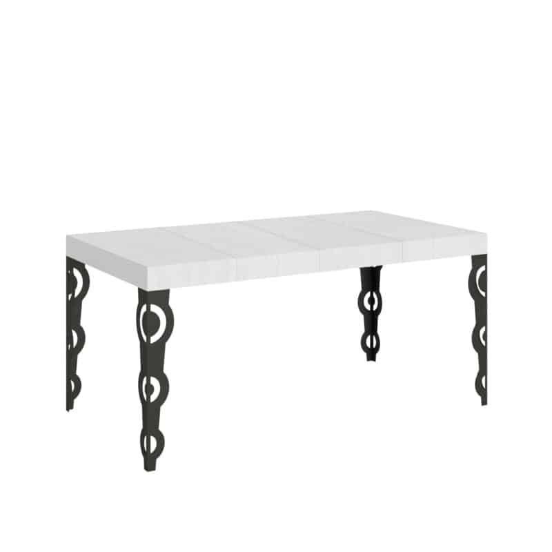Tavolo allungabile 140/400x90 cm Karamay Premium bianco frassino gambe antracite