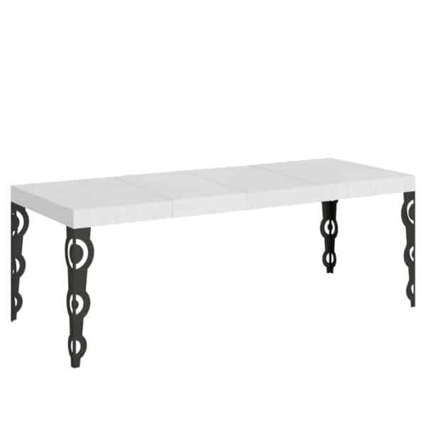 Tavolo allungabile 200/460x90 cm Karamay Premium bianco frassino gambe antracite