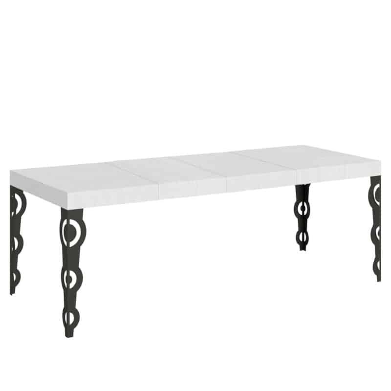 Tavolo allungabile 200/304x90 cm Karamay Premium bianco frassino gambe antracite