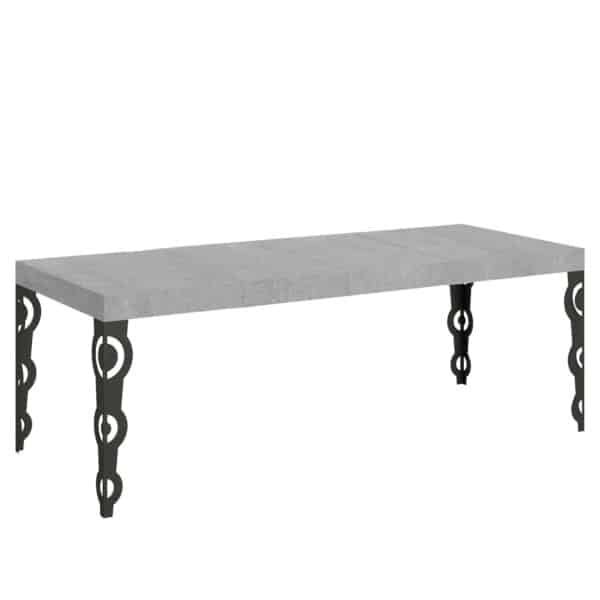 Tavolo allungabile 200/460x90 cm Karamay Premium cemento gambe antracite
